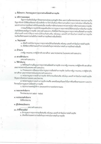 ขยายกรอบเวลาแผนปฏิบัติการป้องกันการทุจริต ๔ ปี (พ.ศ. ... Image 119