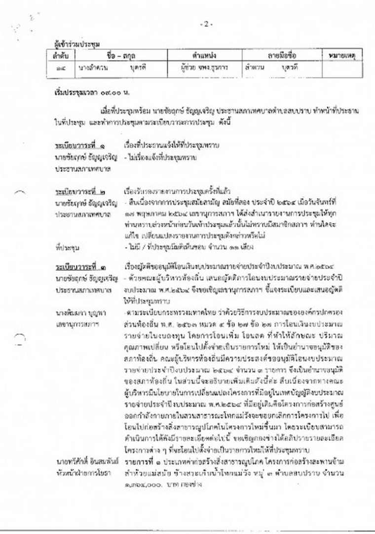 สำเนารายงานการประชุมสภาเทศบาลตำบลสบปราบ สมัยสามัญ ... Image 3