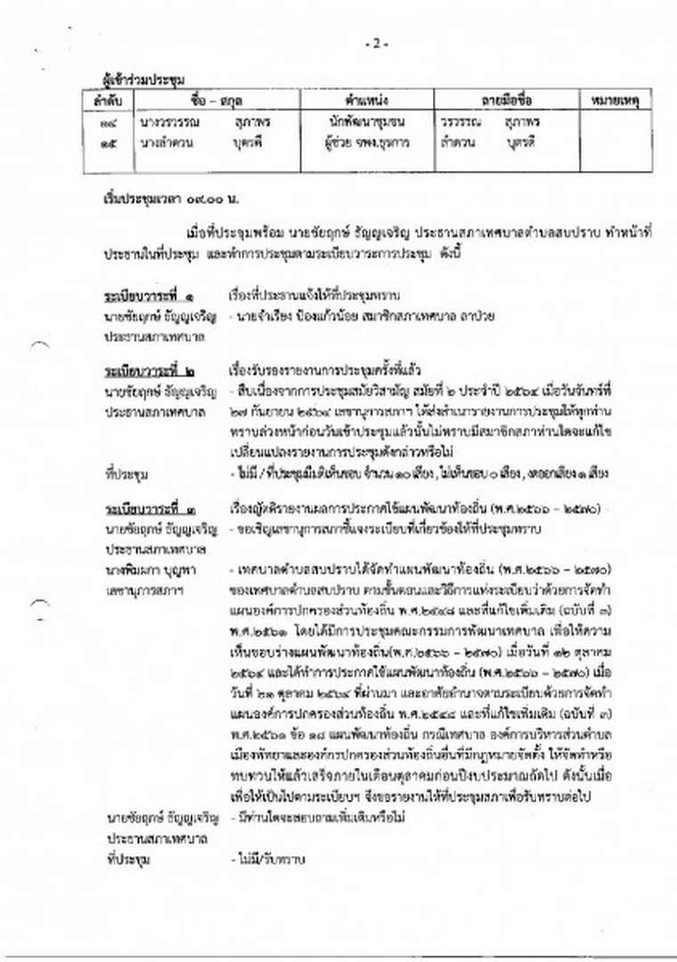 สำเนารายงานการประชุมสภาเทศบาลตำบลสบปราบ สมัยสามัญ สมัยที่ 4 ... Image 3