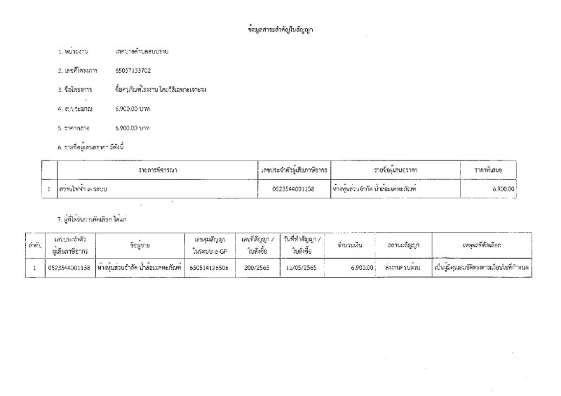 สรุปผลการดำเนินการจัดซื้อจัดจ้าง ประจำเดือน พฤษภาคม ๒๕๖๕ Image 3