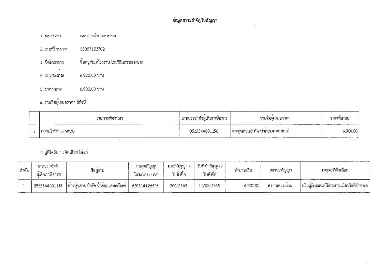 สรุปผลการดำเนินการจัดซื้อจัดจ้าง ประจำเดือน พฤษภาคม ๒๕๖๕ Image 3